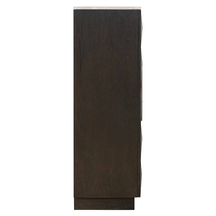 Weinschrank braun, Hochschrank braun Eiche furniert, Höhe 138 cm