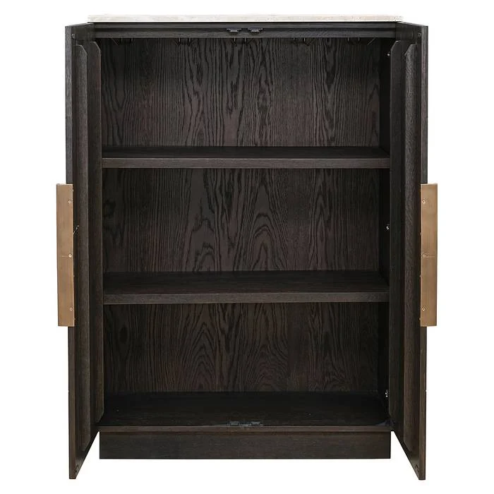 Weinschrank braun, Hochschrank braun Eiche furniert, Höhe 138 cm