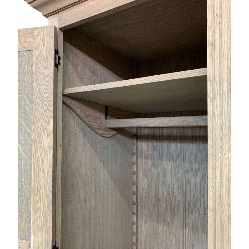 Kleiderschrank Eiche-grau, Schrank mit zwei Schublade, Breite 136 cm
