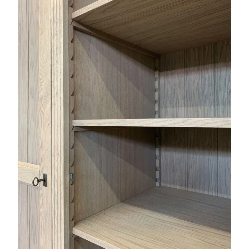 Kleiderschrank Eiche-grau, Schrank mit zwei Schublade, Breite 136 cm