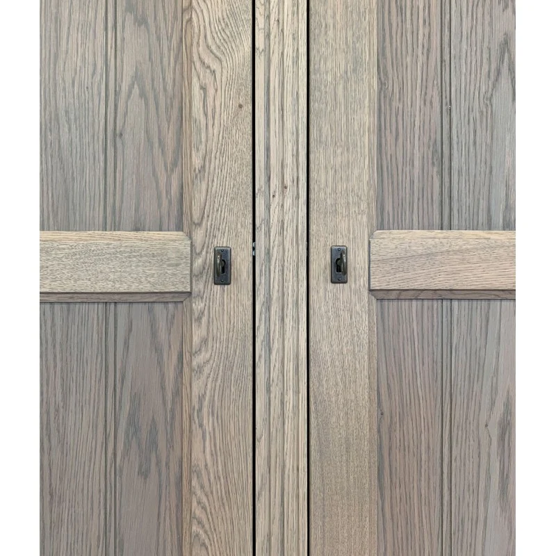 Kleiderschrank Eiche-grau, Schrank mit zwei Schublade, Breite 136 cm