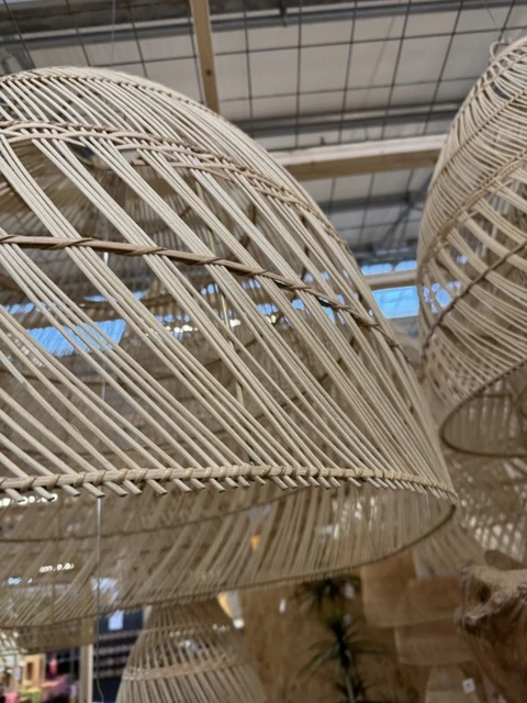 Hängelampe Rattan, Pendelleuchte Rattan, Durchmesser 80 cm