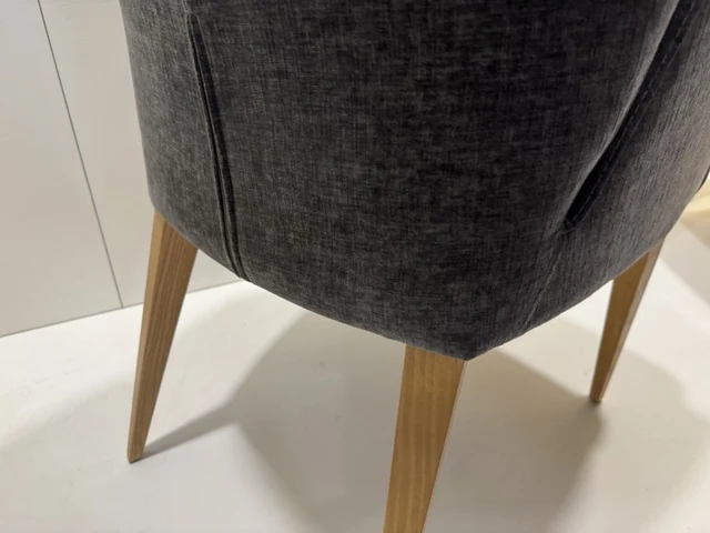 Stuhl grau Holzbeine Naturholz-Farbe, Esszimmerstuhl grau mit Armlehne