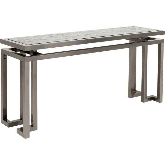 Konsole grau Glas-Metall, Glaskonsole grau, Breite 160 cm