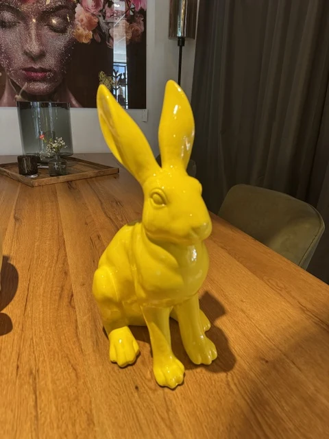 Osterhase gelb, Deko-Hase gelb, Höhe 40 cm