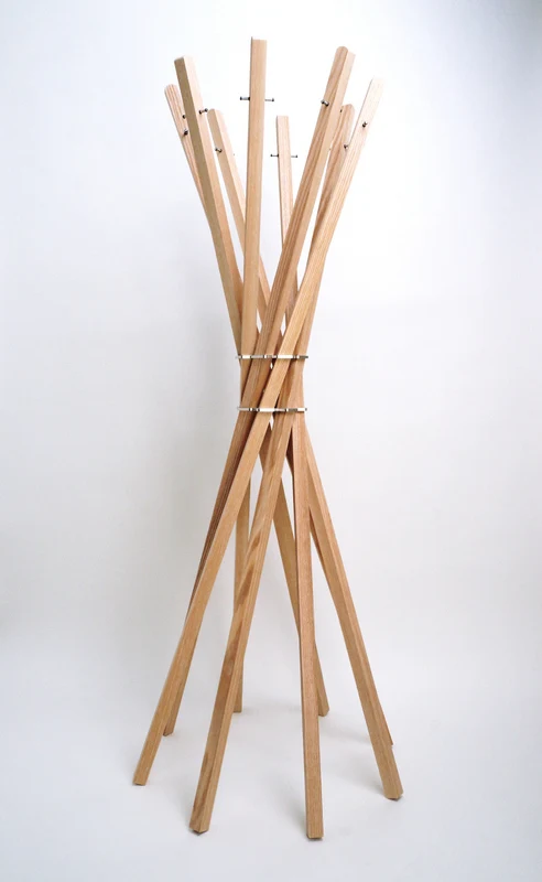 Garderobenständer Holz massiv, moderne Garderobe, Farbe Naturholz, Ø 65 cm