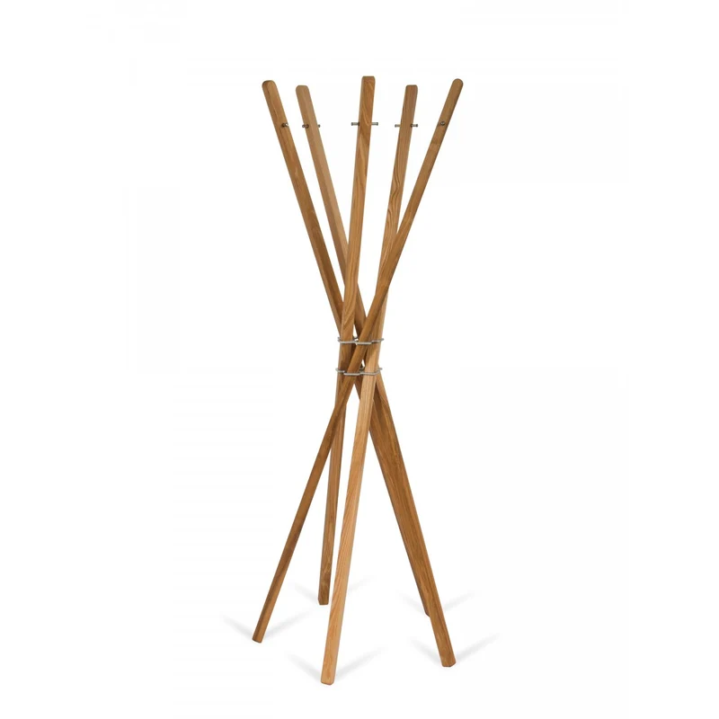 Garderobenständer Holz massiv, moderne Garderobe Farbe Naturholz, Ø 55 cm