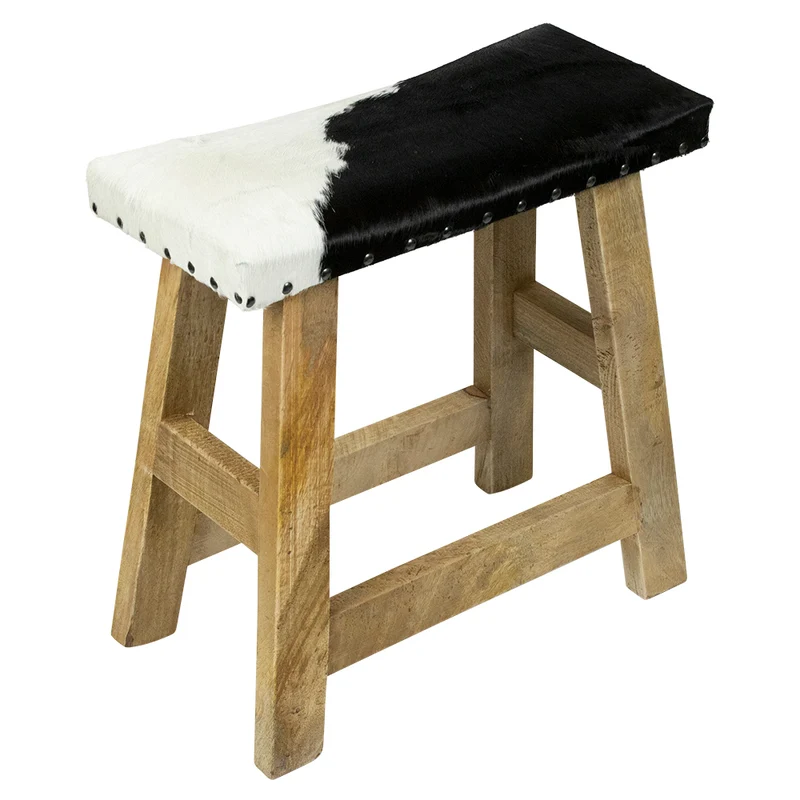 Hocker Kuhfell, Sitzhocker schwarz Kuhfell