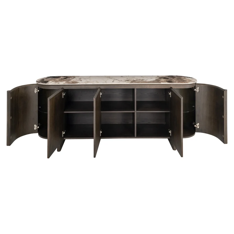 Sideboard braun Spiegelglas, Anrichte braun Spiegel, Breite 162 cm