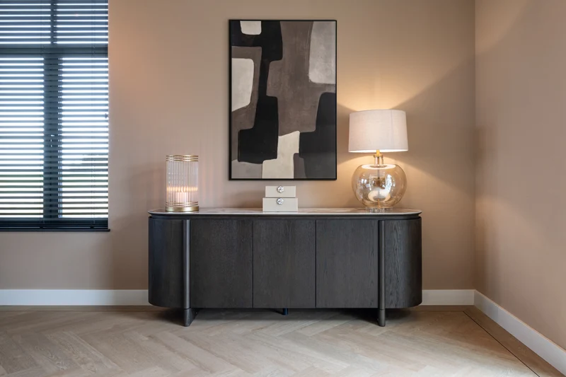 Sideboard braun Spiegelglas, Anrichte braun Spiegel, Breite 162 cm