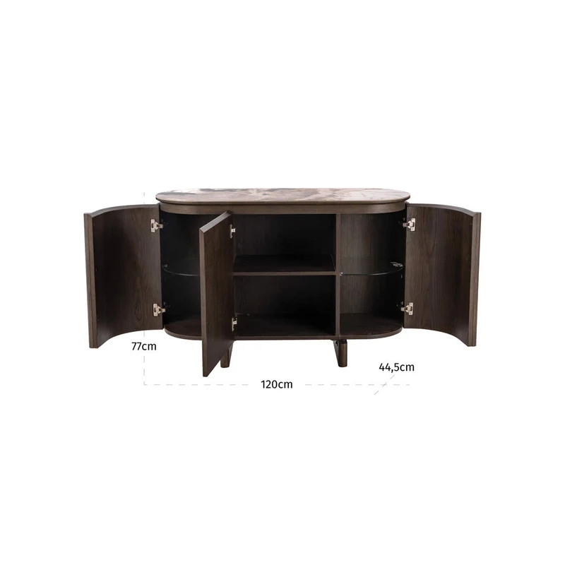 Sideboard braun Keramikplatte, Anrichte braun Keramik, Breite 120 cm