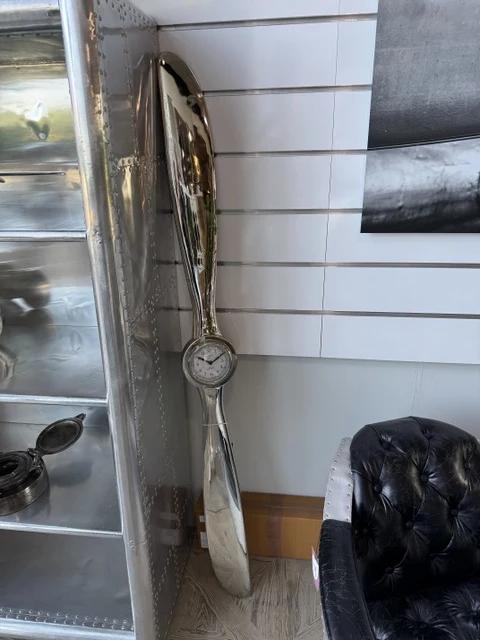 Uhr Propeller Aircraft, Standuhr Propeller Silber, Wanduhr Propeller, Höhe 165 cm