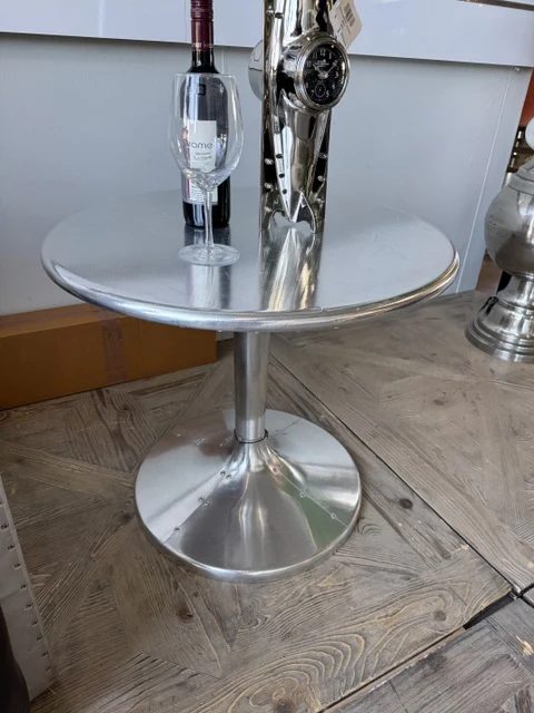 Beistelltisch Aircraft, Couchtisch Airplane Silber Aluminium, Durchmesser 60 cm