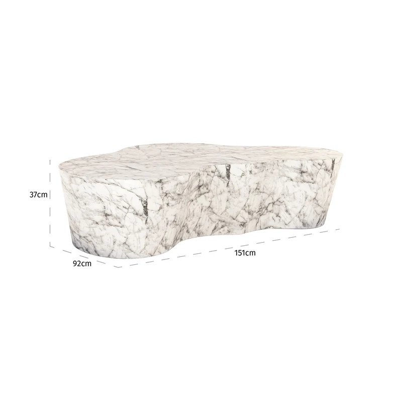 Couchtisch weiß Marmoroptik, Garten-Couchtisch weiß-grau, Breite 150 cm