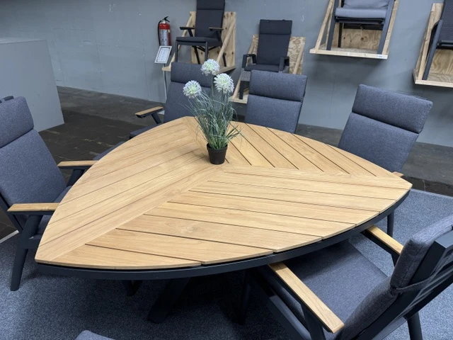 Gartentisch Teak-Holz, Gartentisch anthrazit Aluminium-Gestell, Maße 170x170 cm