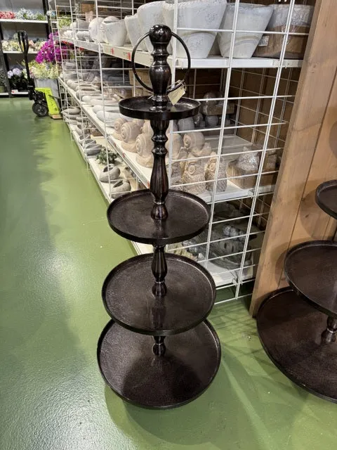 Etagere schwarz Metall, Etagere 4-Etage, Höhe 130 cm