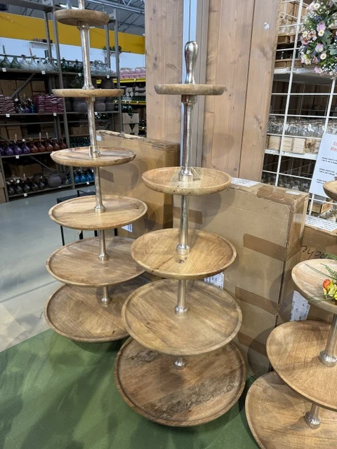 Etagere Holz, Etagere Metall-Holz, Höhe 160 cm