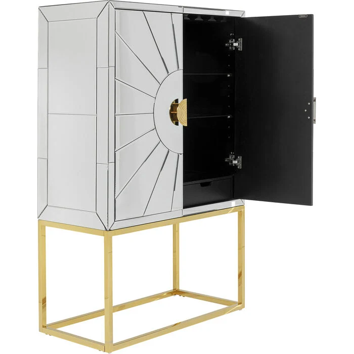 Barschrank Spiegelschrank, Barschrank Gold, Breite 91 cm
