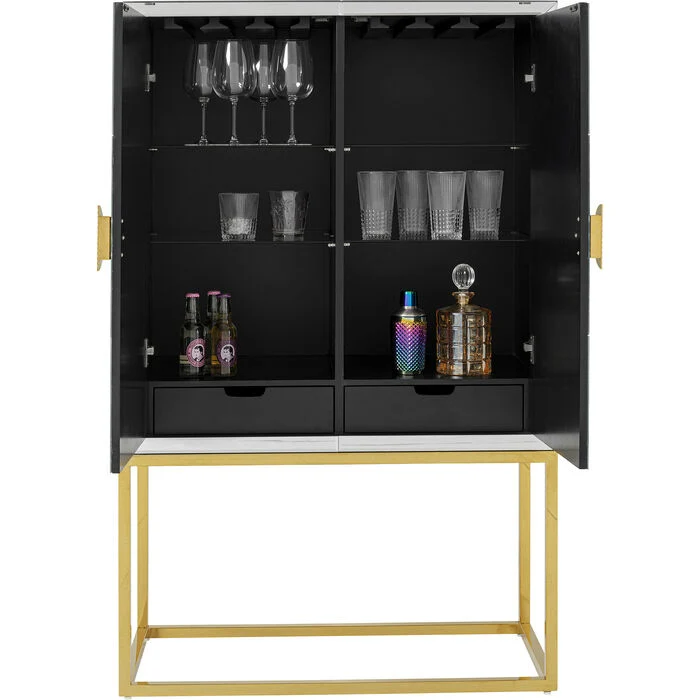 Barschrank Spiegelschrank, Barschrank Gold, Breite 91 cm
