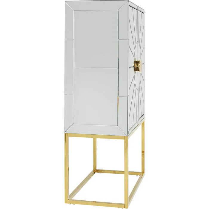 Barschrank Spiegelschrank, Barschrank Gold, Breite 91 cm