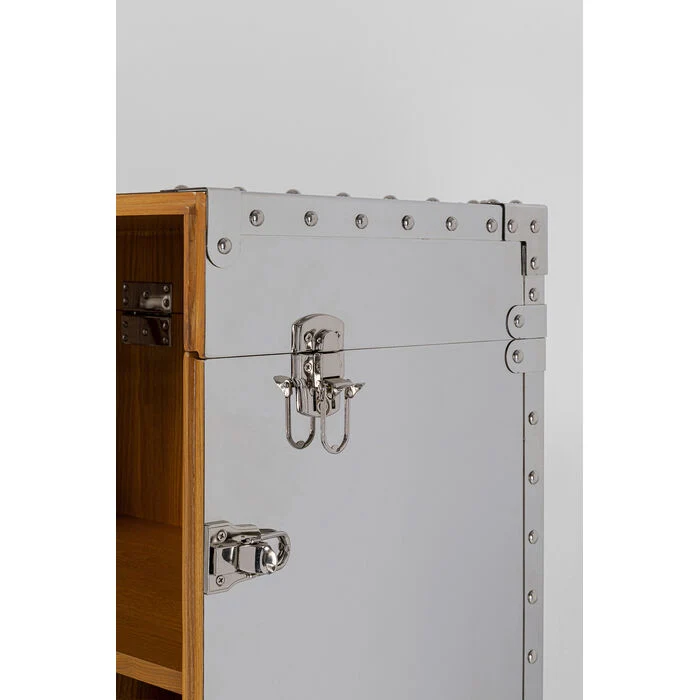 Barschrank Silber, Barschrank auf Rädern, Breite 64-130 cm