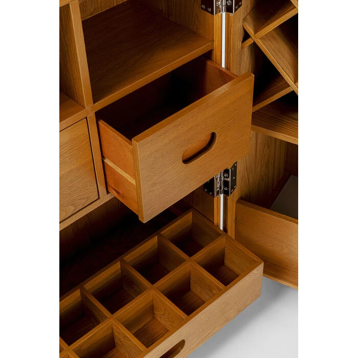 Barschrank Silber, Barschrank auf Rädern, Breite 64-130 cm