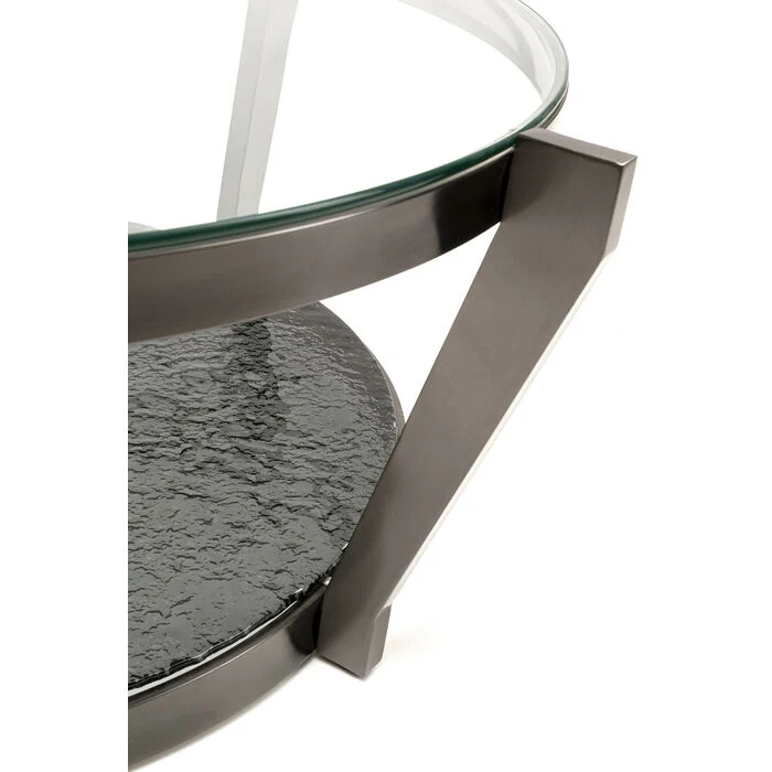 Couchtisch rund Graphit-grau, Glastisch rund, Durchmesser 90 cm