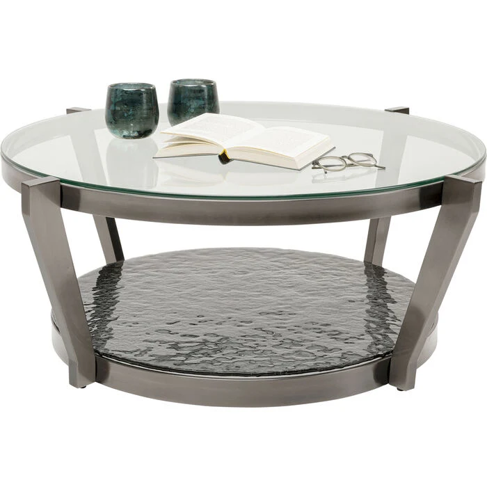 Couchtisch rund Graphit-grau, Glastisch rund, Durchmesser 90 cm