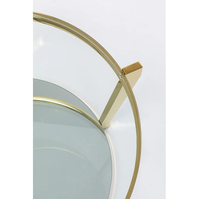 Couchtisch rund Gold, Glastisch rund Gold, Durchmesser 90 cm