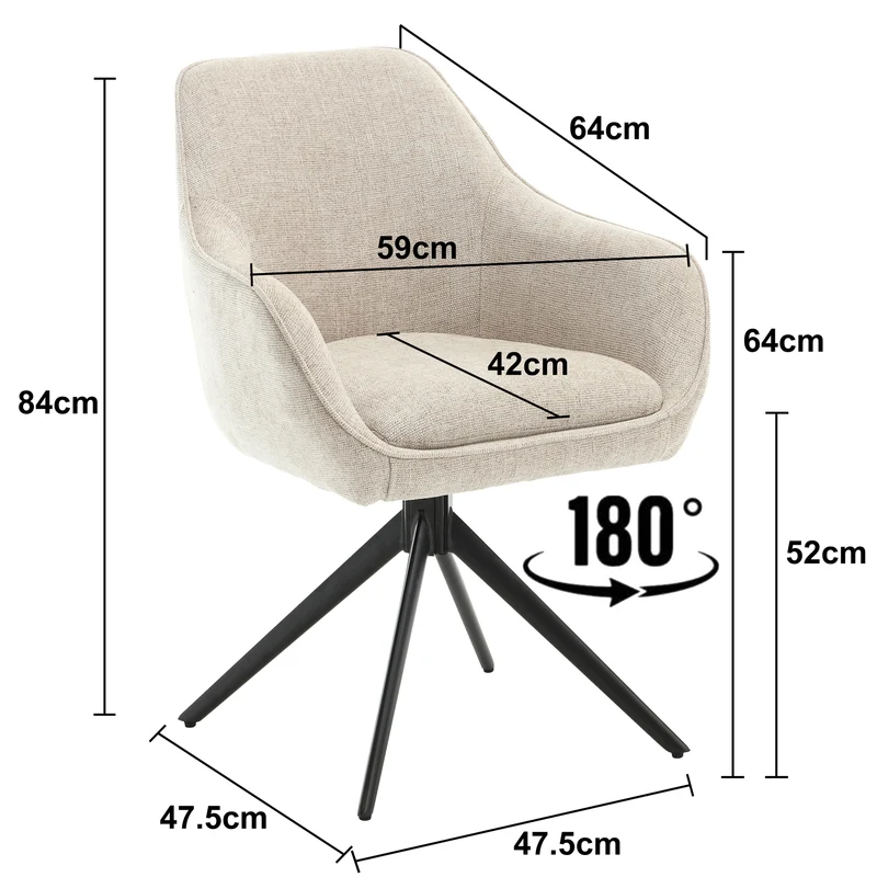 Stuhl beige drehbar, Esszimmerstuhl drehbar beige