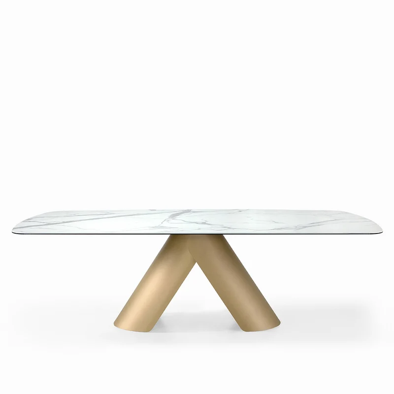 Esstisch Gold-weiß Keramik Tischplatte, Tisch Gold-weiß, Länge 200 cm