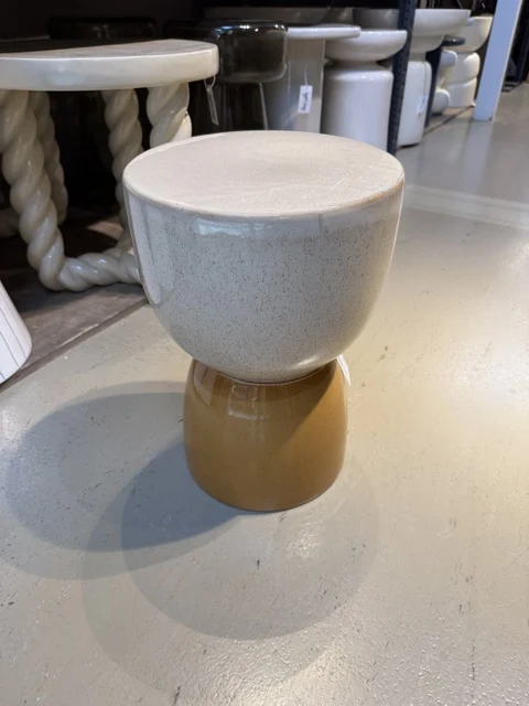 Beistelltisch beige braun, Beistelltisch Keramik, Durchmesser 28 cm