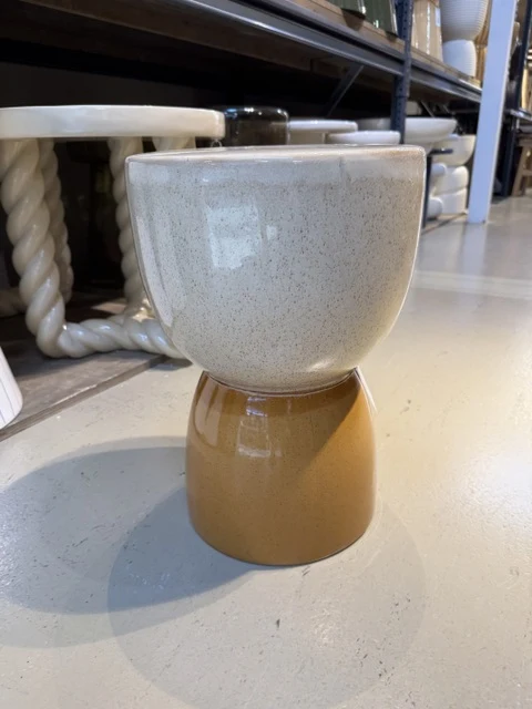 Beistelltisch beige braun, Beistelltisch Keramik, Durchmesser 28 cm