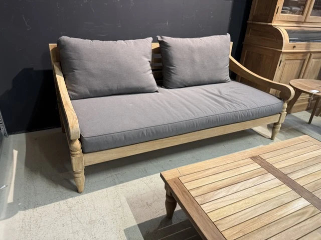 Lounge-Sitzbank Teakholz, Gartenbank Teak, Gartensitzbank Holz, Breite 190 cm