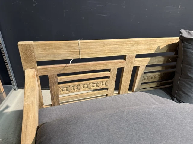 Lounge-Sitzbank Teakholz, Gartenbank Teak, Gartensitzbank Holz, Breite 190 cm
