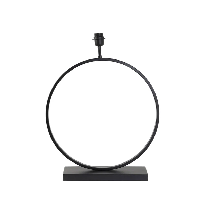 Tischleuchte schwarz, Lampenfuß schwarz für Lampenschirm, Tischlampe Kreis schwarz, Höhe 64 cm