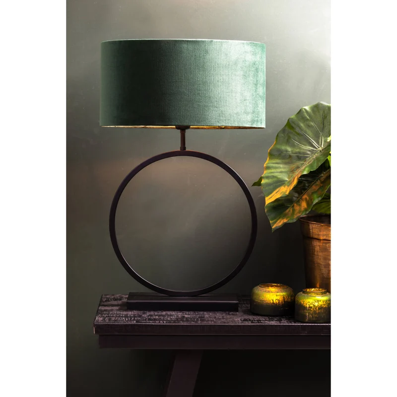 Tischleuchte schwarz, Lampenfuß schwarz für Lampenschirm, Tischlampe Kreis schwarz, Höhe 64 cm