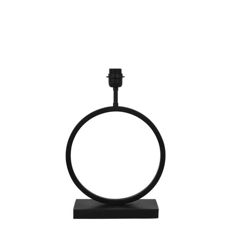 Tischleuchte schwarz, Lampenfuß schwarz für Lampenschirm, Tischlampe Kreis schwarz, Höhe 42 cm