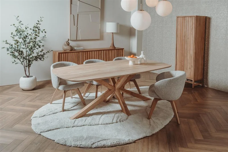 Esstisch Massivholz Natur-Farbe, Tisch Holz-Natur, Länge 240 cm