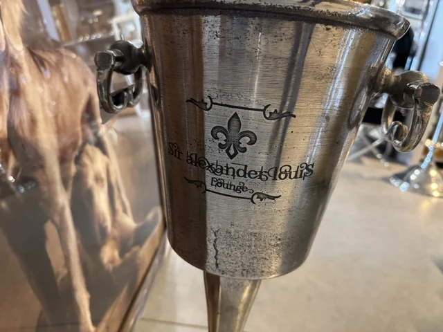 Champagnerkühler rustikal-Aluminium, Weinkühler Silber, Sektkühler Silber, Durchmesser 32 cm