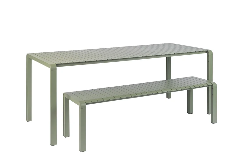 Gartentisch grün Metall, Metall-Gartentisch grün, Länge 214 cm