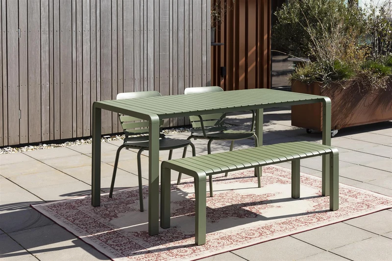 Gartentisch grün Metall, Metall-Gartentisch grün, Länge 214 cm
