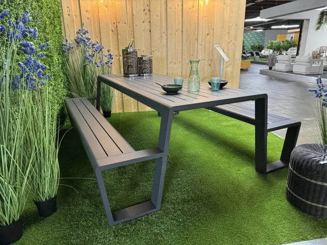 Picknick-Sitzgruppe anthrazit, Picknicktisch mit Sitzbank Metall