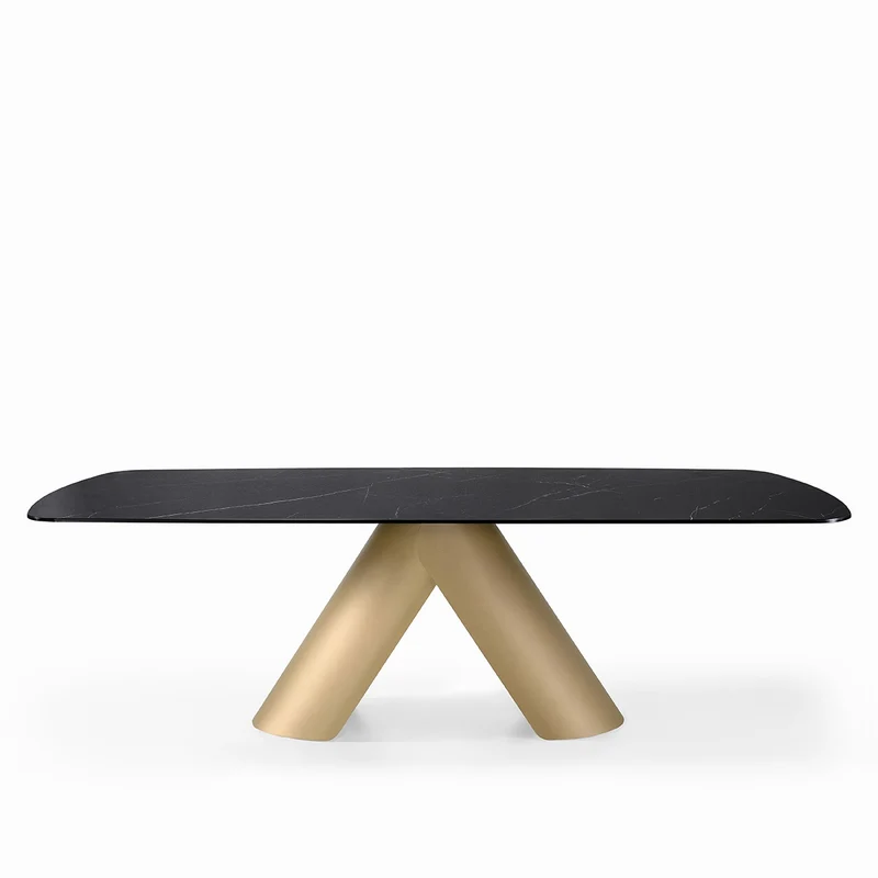 Esstisch Gold-schwarz Keramik Tischplatte, Tisch Gold-schwarz, Länge 200 cm
