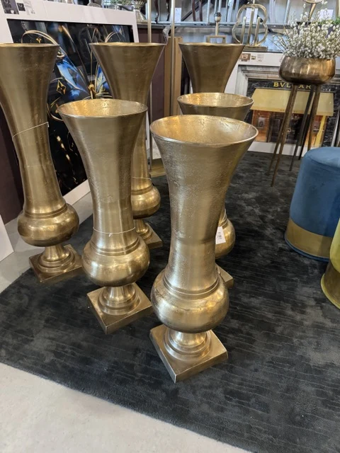 Bodenvase Gold, Bodenvase Metall groß, Vase Gold, Höhe 97 cm