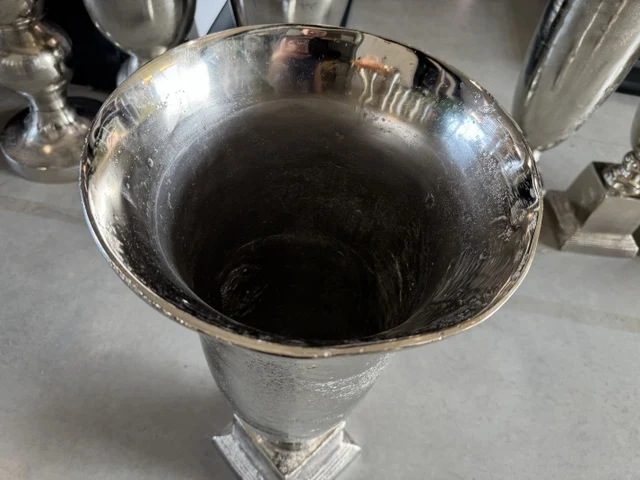 Vase Silber Metall, Vase Aluminium, Höhe 84 cm