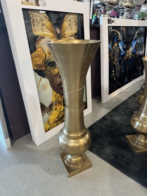 Bodenvase Gold, Bodenvase Metall groß, Vase Gold, Höhe 97 cm