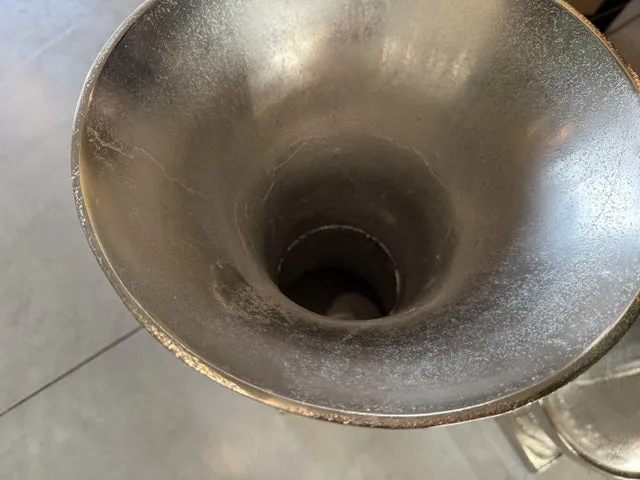 Vase Silber Metall, Vase Aluminium, Höhe 61 cm