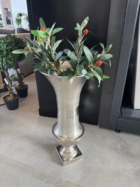 Vase Silber Metall, Vase Aluminium, Höhe 61 cm