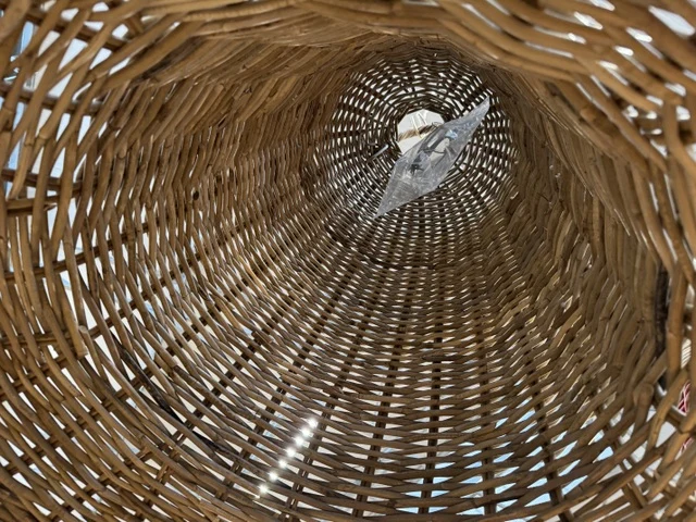Hängelampe Glocke Rattan, Pendelleuchte Rattan, Durchmesser 70 cm